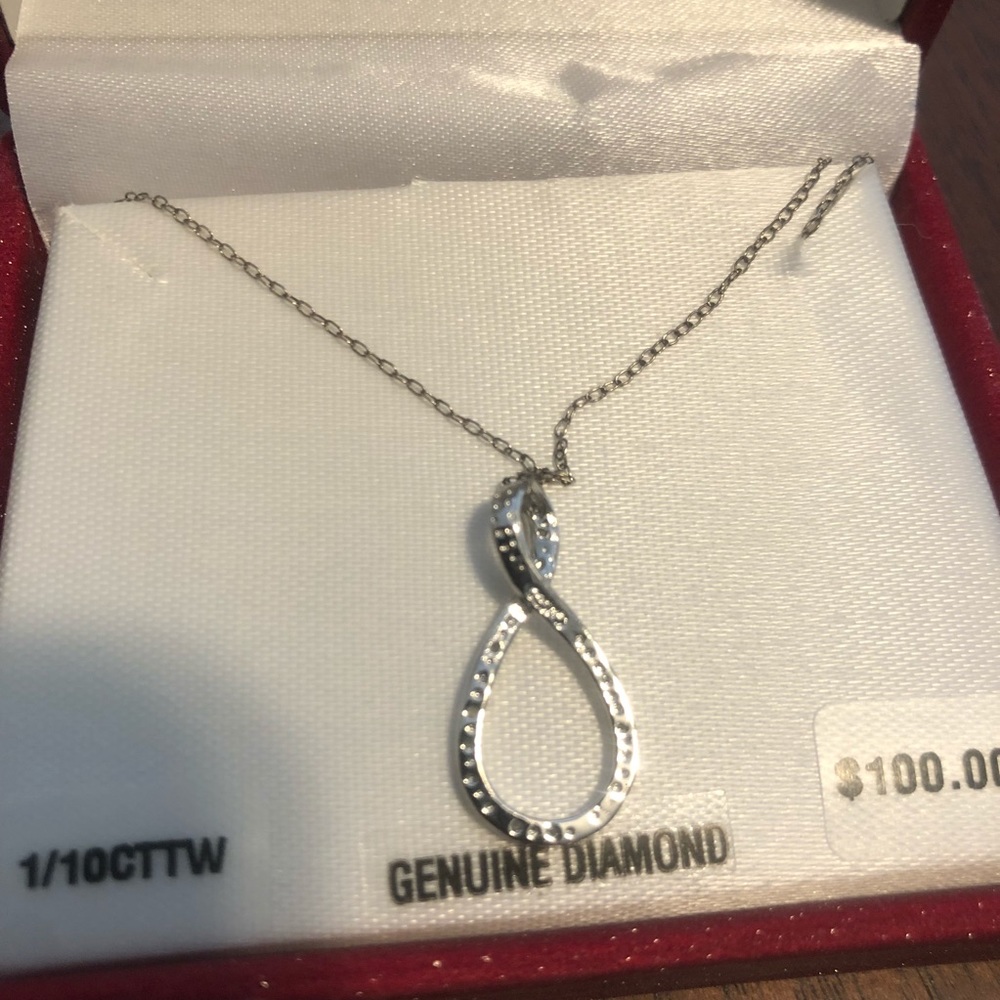 Sterling Silver Genuine Diamond 1/10C Necklace-NIB